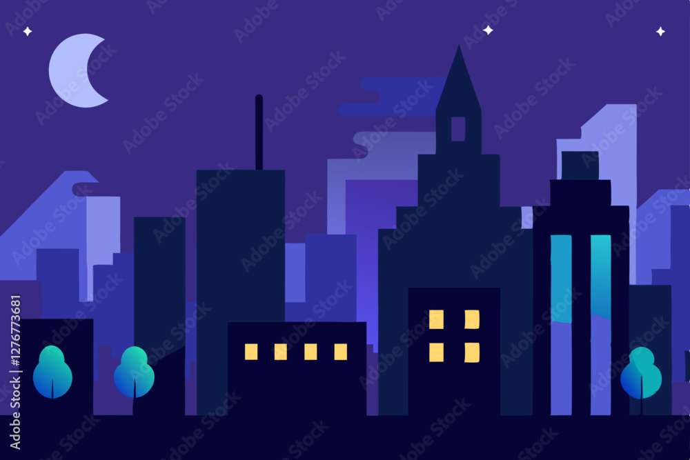 Naklejka premium night city landscape