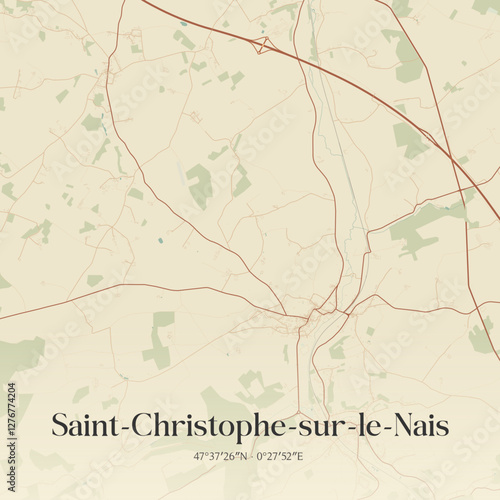 Vintage map of Saint-Christophe-sur-le-Nais, France.