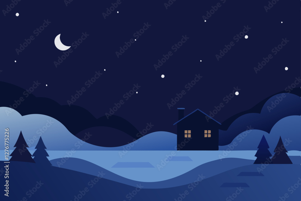 Fototapeta premium winter landscape with houses