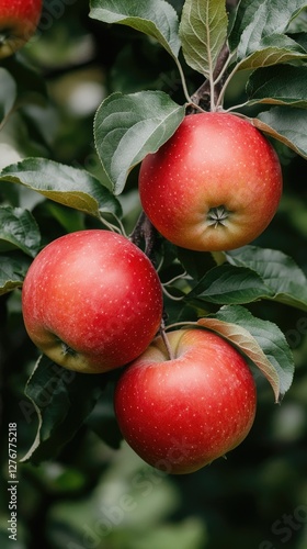Wallpaper Mural Close-up of bright red apples nestled among green leaves in an apple orchard, showcasing the beauty of harvest time Torontodigital.ca