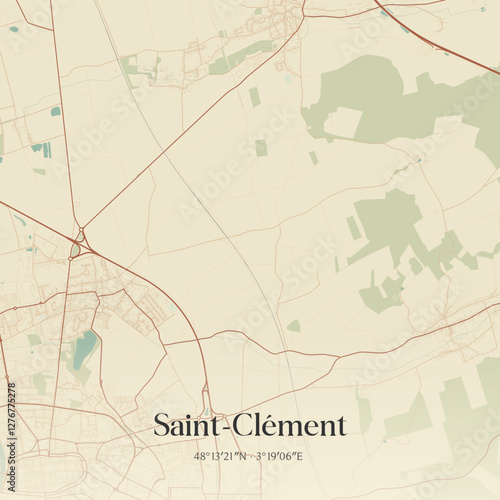 Vintage map of Saint-Clément, France.