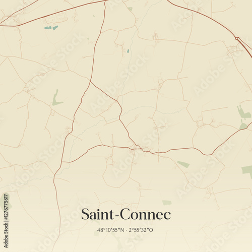 Vintage map of Saint-Connec, France.
