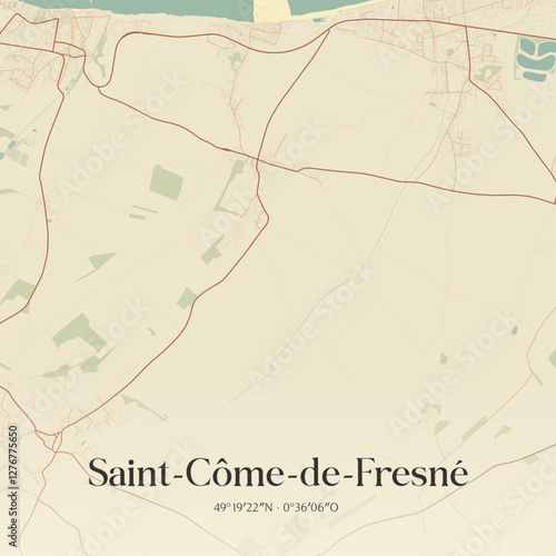 Vintage map of Saint-Côme-de-Fresné, France.
