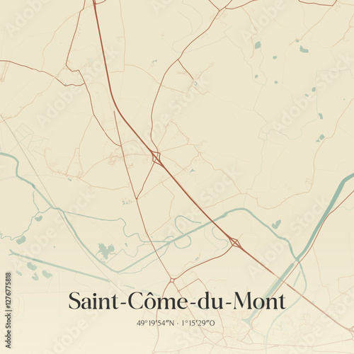 Vintage map of Saint-Côme-du-Mont, France.