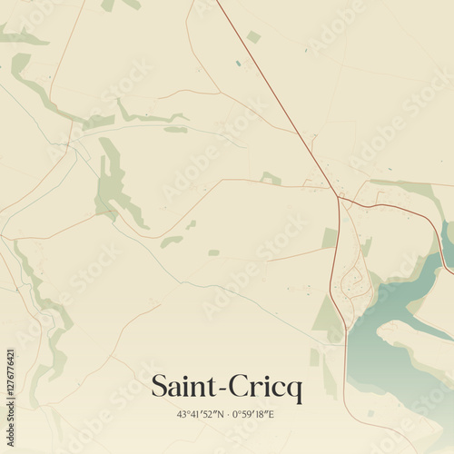 Vintage map of Saint-Cricq, France.