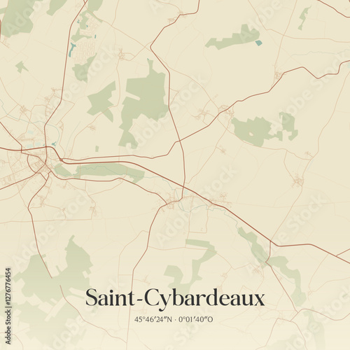 Vintage map of Saint-Cybardeaux, France.
