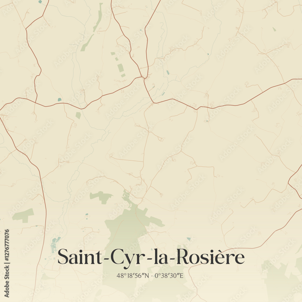 Fototapeta premium Vintage map of Saint-Cyr-la-Rosière, France.
