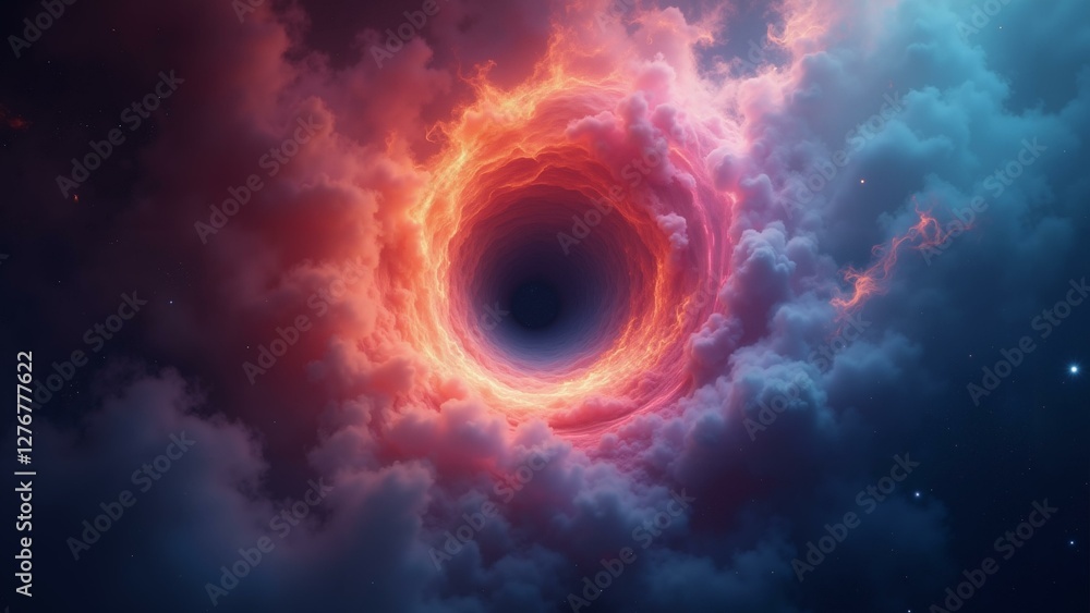 Fototapeta premium A swirling vortex of vibrant smoke and light in a cosmic setting., ultra detailed, 8k resolution, HDR, professional