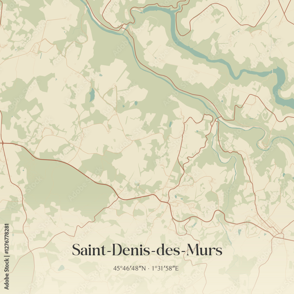 Fototapeta premium Vintage map of Saint-Denis-des-Murs, France.
