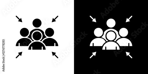 Assembly point icon set. vector illustrations in black and white flat solid style