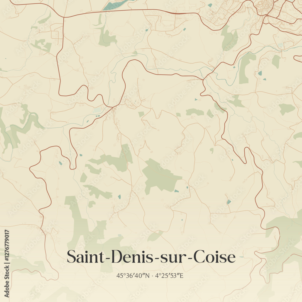 Fototapeta premium Vintage map of Saint-Denis-sur-Coise, France.