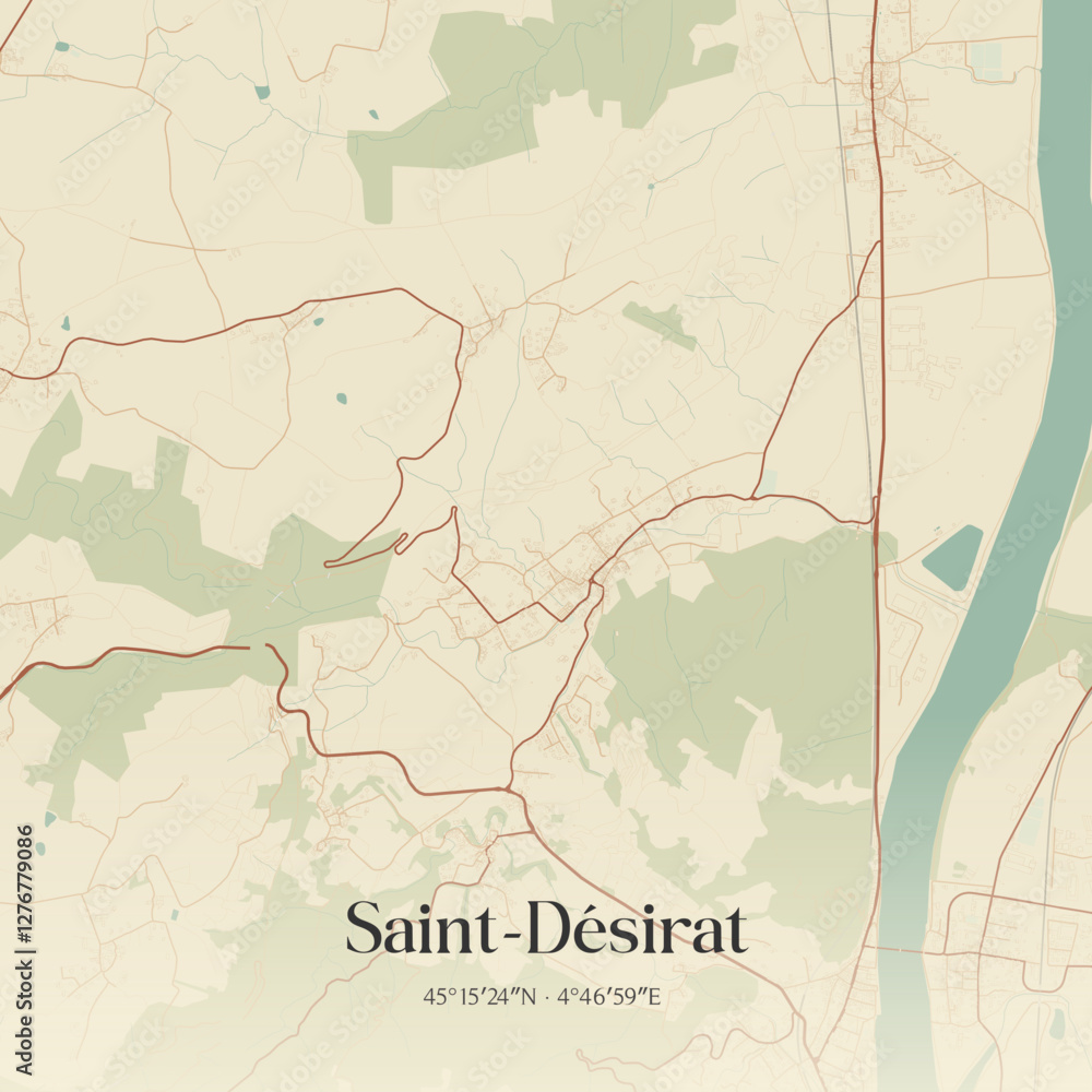 Naklejka premium Vintage map of Saint-Désirat, France.