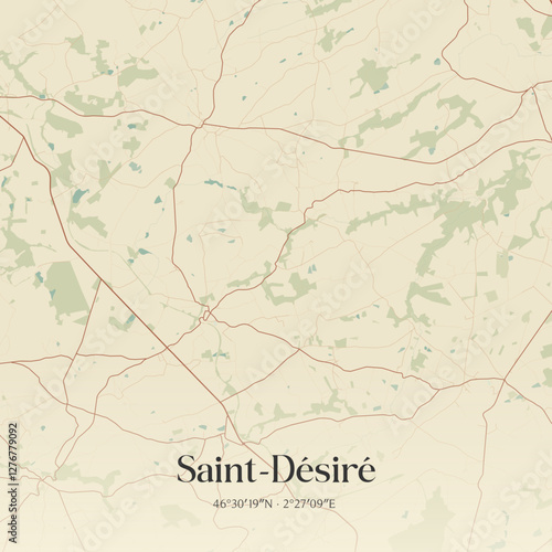 Vintage map of Saint-Désiré, France.