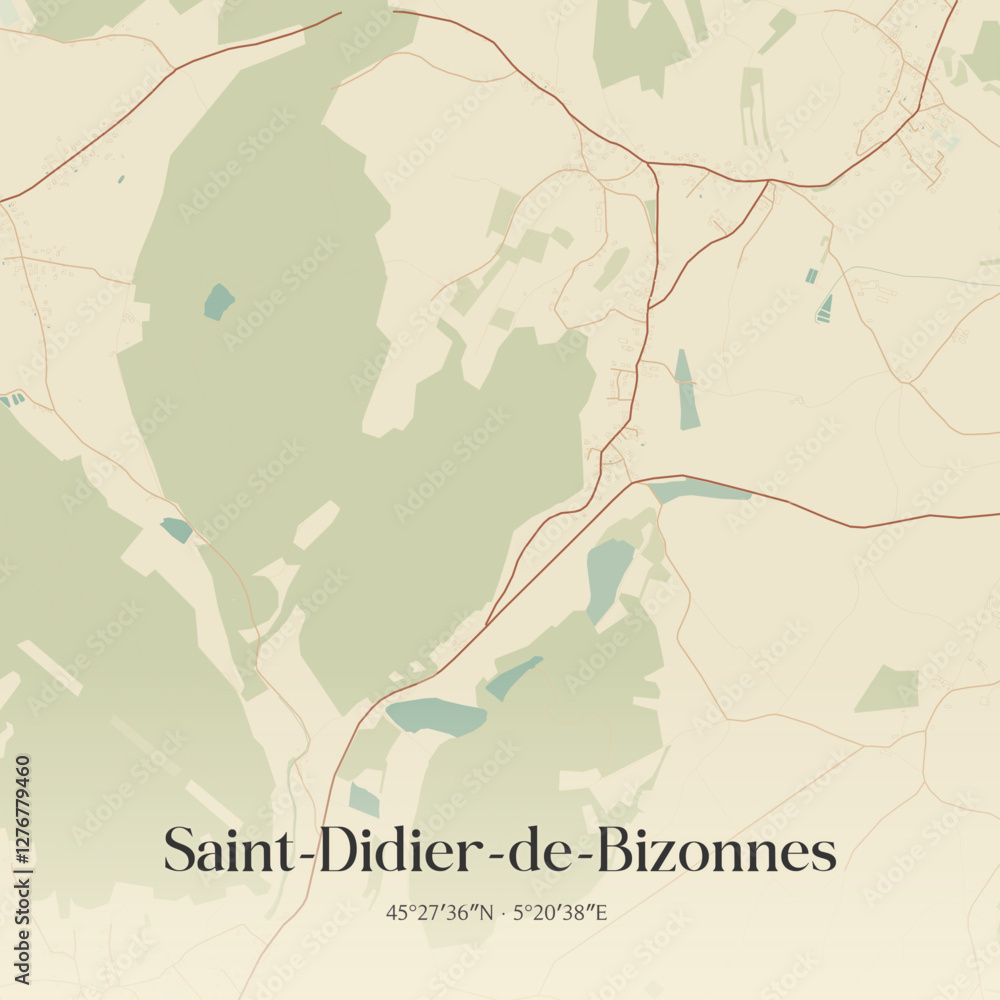 Obraz premium Vintage map of Saint-Didier-de-Bizonnes, France.