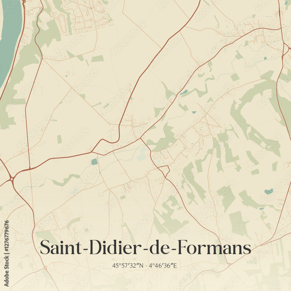 Obraz premium Vintage map of Saint-Didier-de-Formans, France.