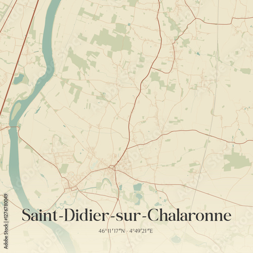 Vintage map of Saint-Didier-sur-Chalaronne, France.