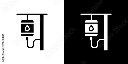 Blood transfusion icon set. vector illustrations in black and white flat solid style