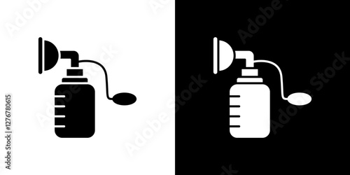 Breast pump icon set. vector illustrations in black and white flat solid style