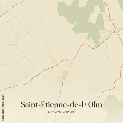 Vintage map of Saint-Étienne-de-l'Olm, France.