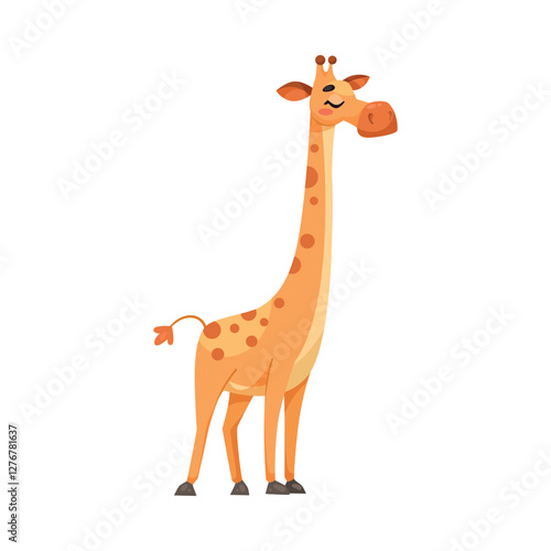 Giraffe with Long Neck as Tropical Animal and Wild African Fauna Vector Illustration