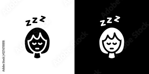 Cant fall asleep icon set. vector illustrations in black and white flat solid style