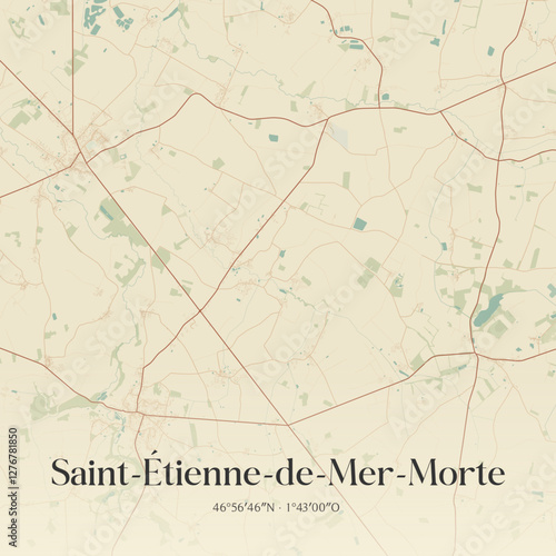Vintage map of Saint-Étienne-de-Mer-Morte, France.