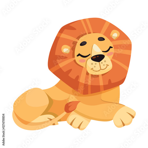 Lion with Mane as Tropical Animal and Wild African Fauna Vector Illustration