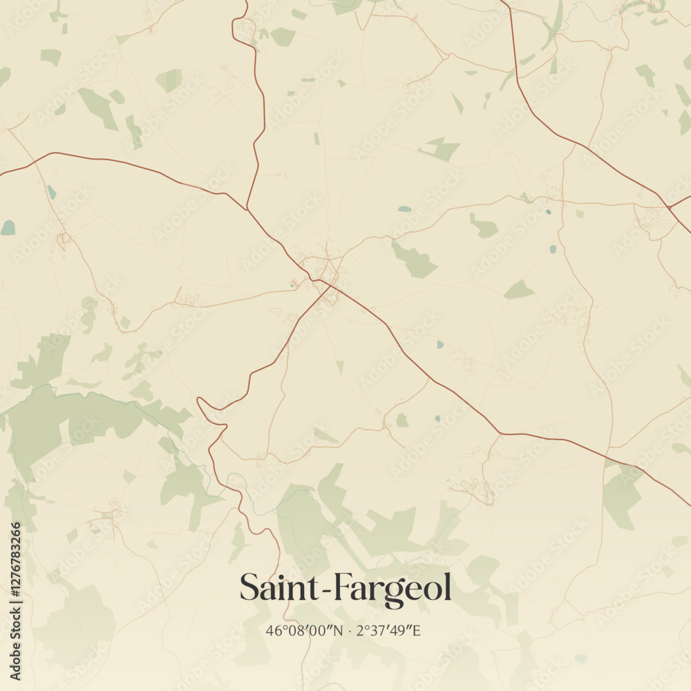 Fototapeta premium Vintage map of Saint-Fargeol, France.