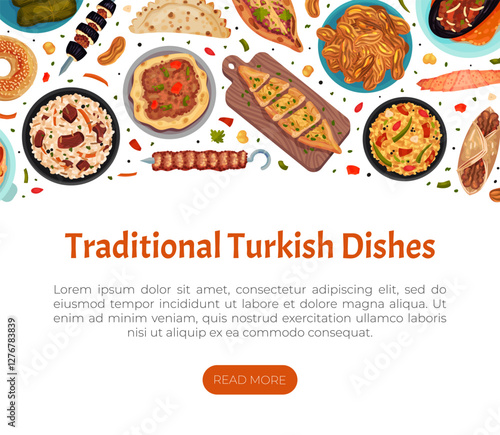 Turkish Food and Dish Banner Design Vector Template