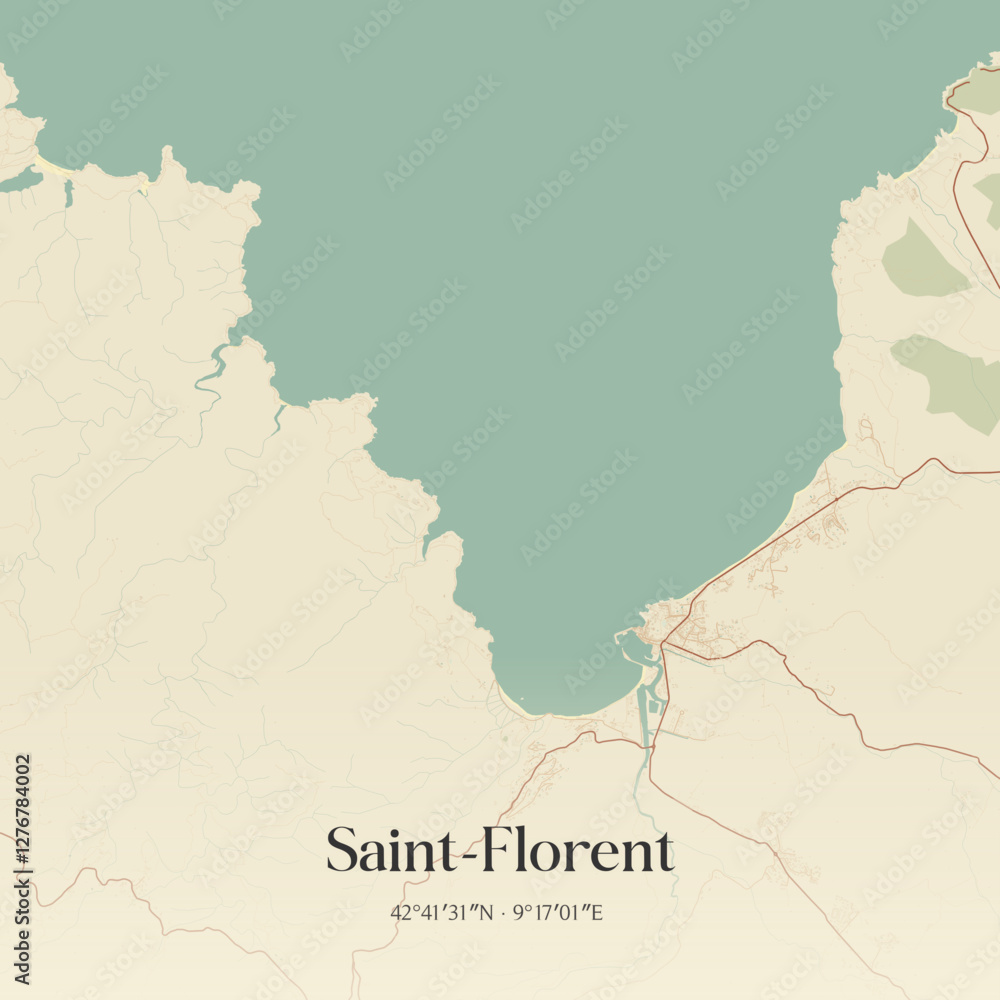 Fototapeta premium Vintage map of Saint-Florent, France.