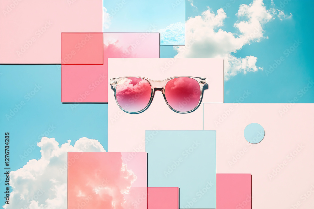 Generative AI spring artwork collage with a trendy fashion aesthetic featuring a stylish woman against a vibrant backdrop Generative AI spring artwork collage with a trendy fashion aesthetic featuring a stylish woman against a vibrant backdrop