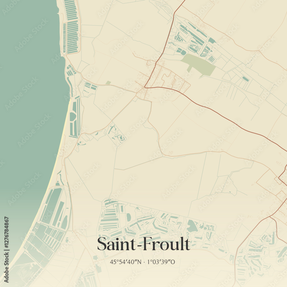 Fototapeta premium Vintage map of Saint-Froult, France.
