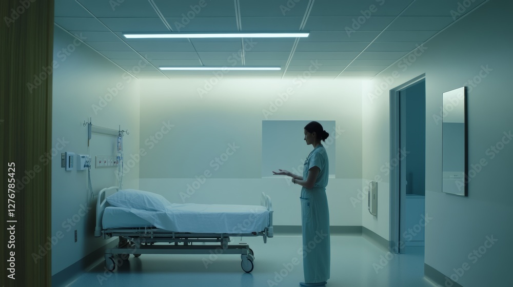Hospital discharge scene with a nurse explaining the next steps to a patient in a clean, calm room. Featuring reassurance and clarity Hospital discharge scene with a nurse explaining the next steps to a patient in a clean, calm room. Featuring reassurance and clarity
