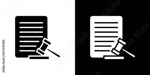 Court decision icon set. vector illustrations in black and white flat solid style