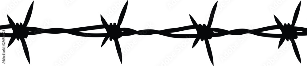 Barb wire silhouette simple flat vector Barb wire silhouette simple flat vector