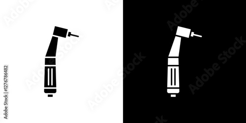 Dental nozzle drill icon set. vector illustrations in black and white flat solid style