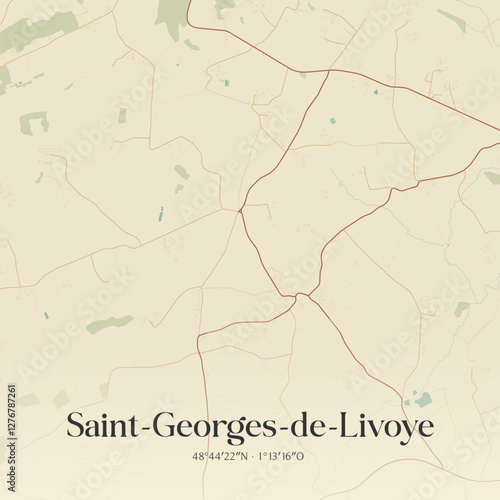 Vintage map of Saint-Georges-de-Livoye, France.