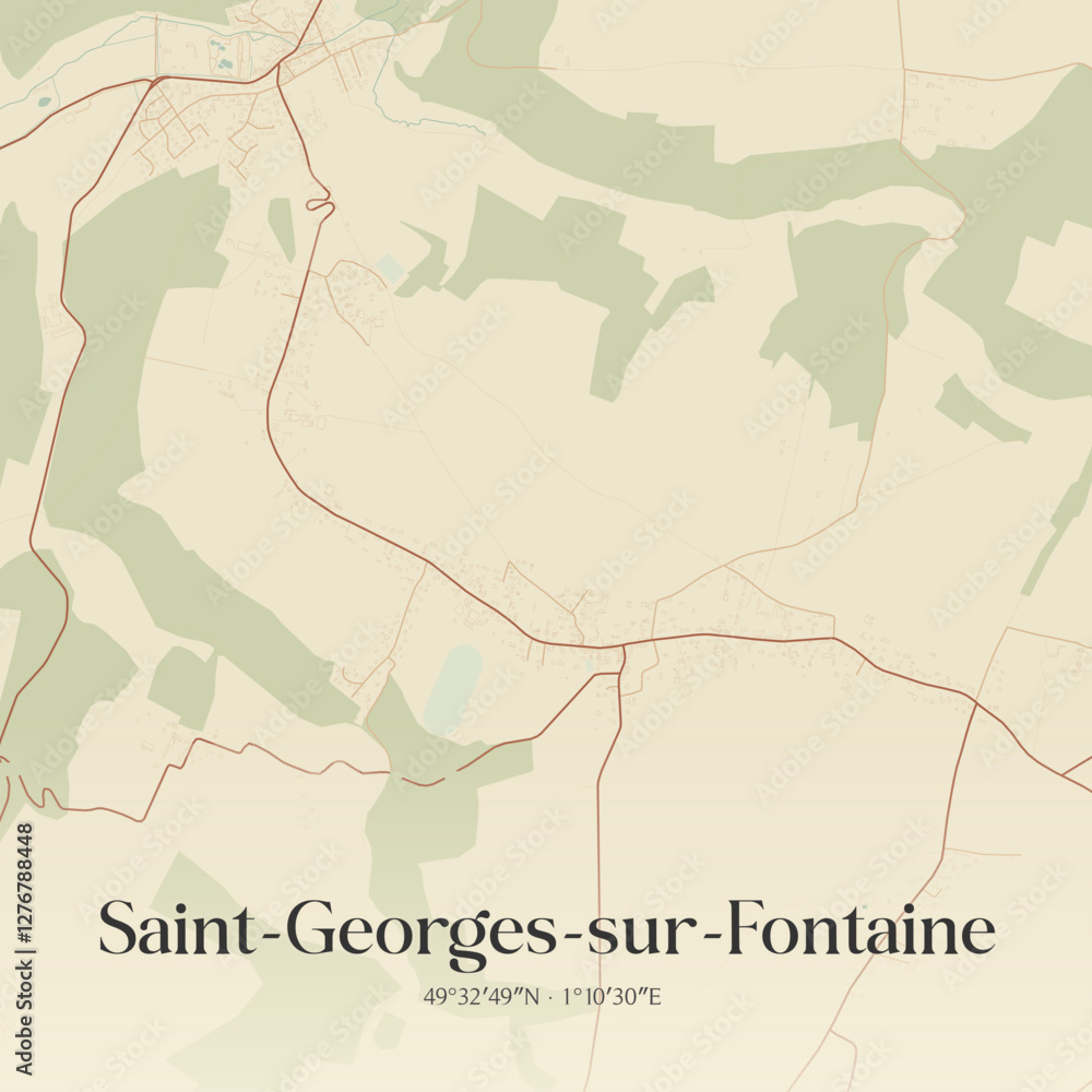 Obraz premium Vintage map of Saint-Georges-sur-Fontaine, France.