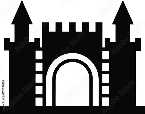 Castle gate silhouette, gate clip art, old castle icon vector art