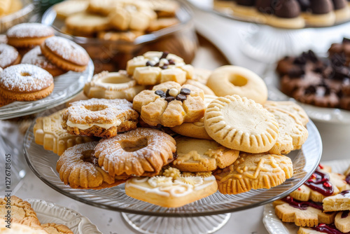 Wallpaper Mural Colorful sprinkle sugar cookies arranged on a white plate, showcasing vibrant rainbow sprinkles and soft, buttery texture. Torontodigital.ca