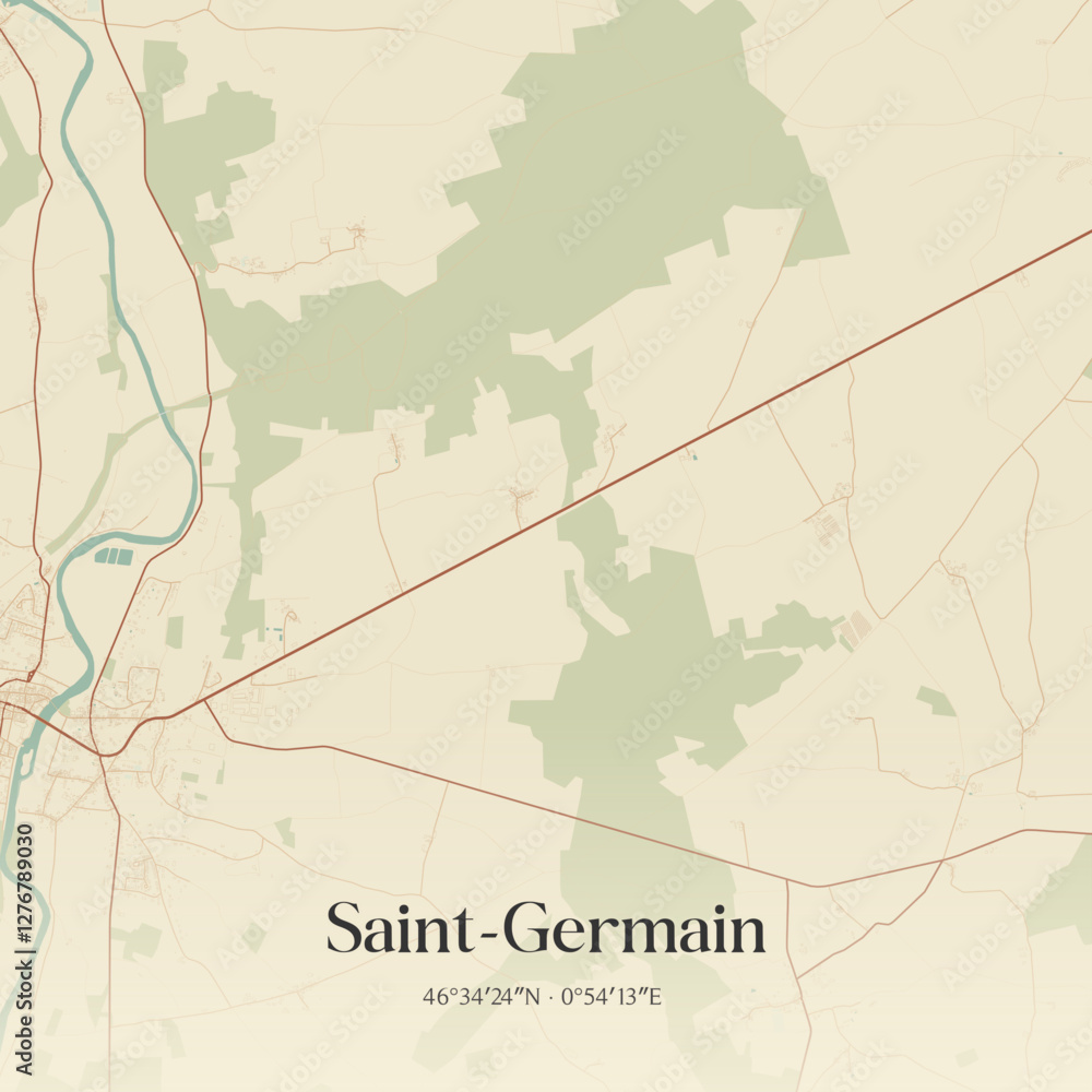Obraz premium Vintage map of Saint-Germain, France.