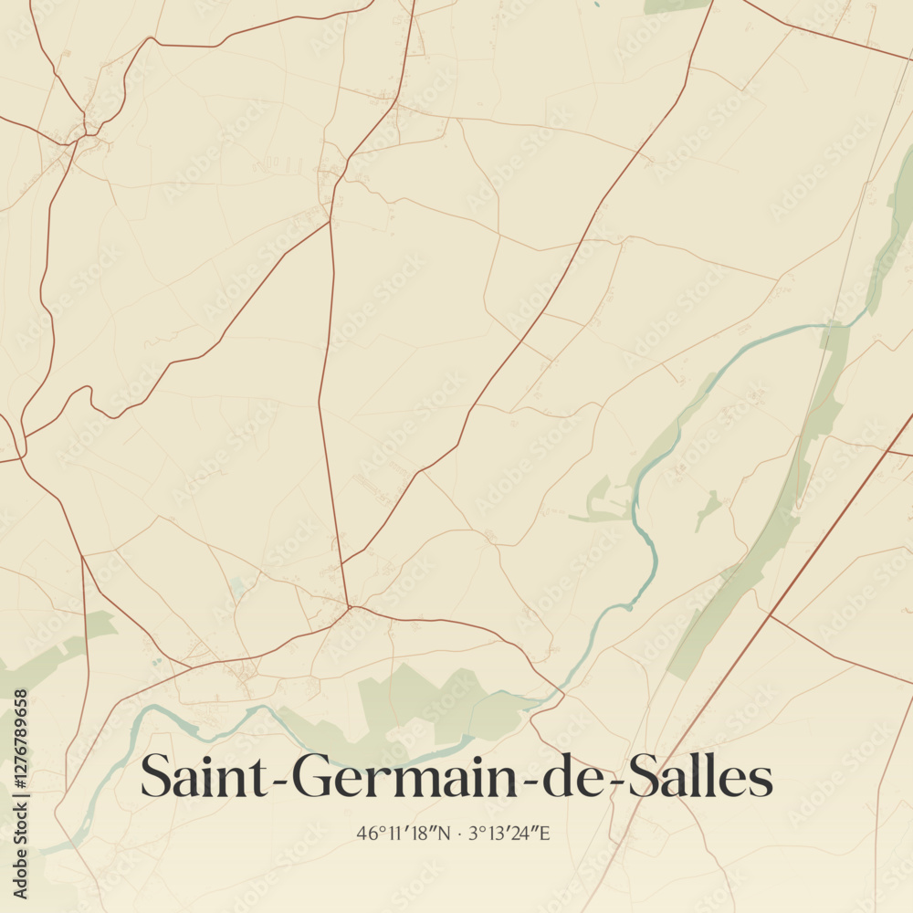 Obraz premium Vintage map of Saint-Germain-de-Salles, France.