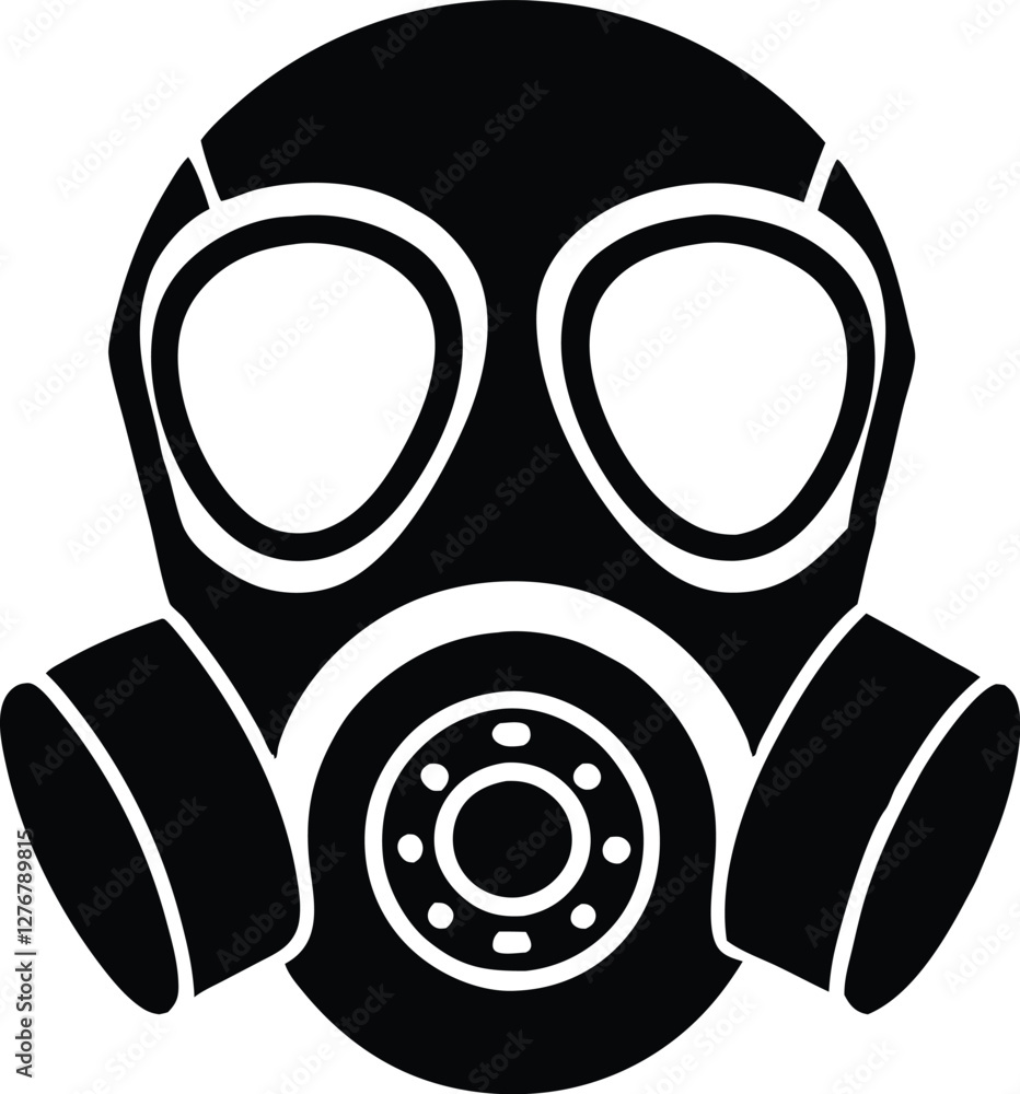 Gas mask silhouette simple flat vector,masked clip art Gas mask silhouette simple flat vector,masked clip art