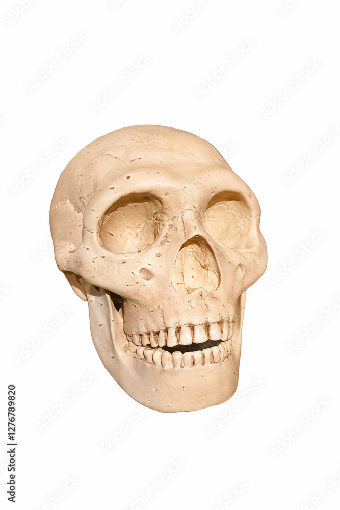 Naklejka premium skull, human, primeval, ancient times, humanoid, background, whi