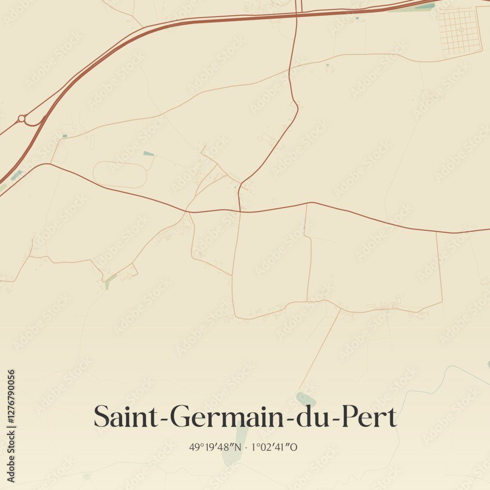 Obraz premium Vintage map of Saint-Germain-du-Pert, France.