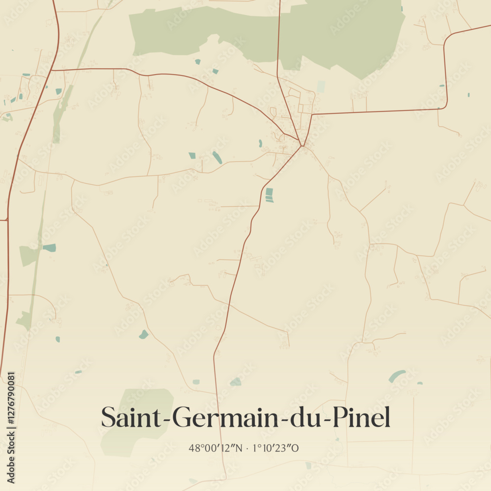 Obraz premium Vintage map of Saint-Germain-du-Pinel, France.