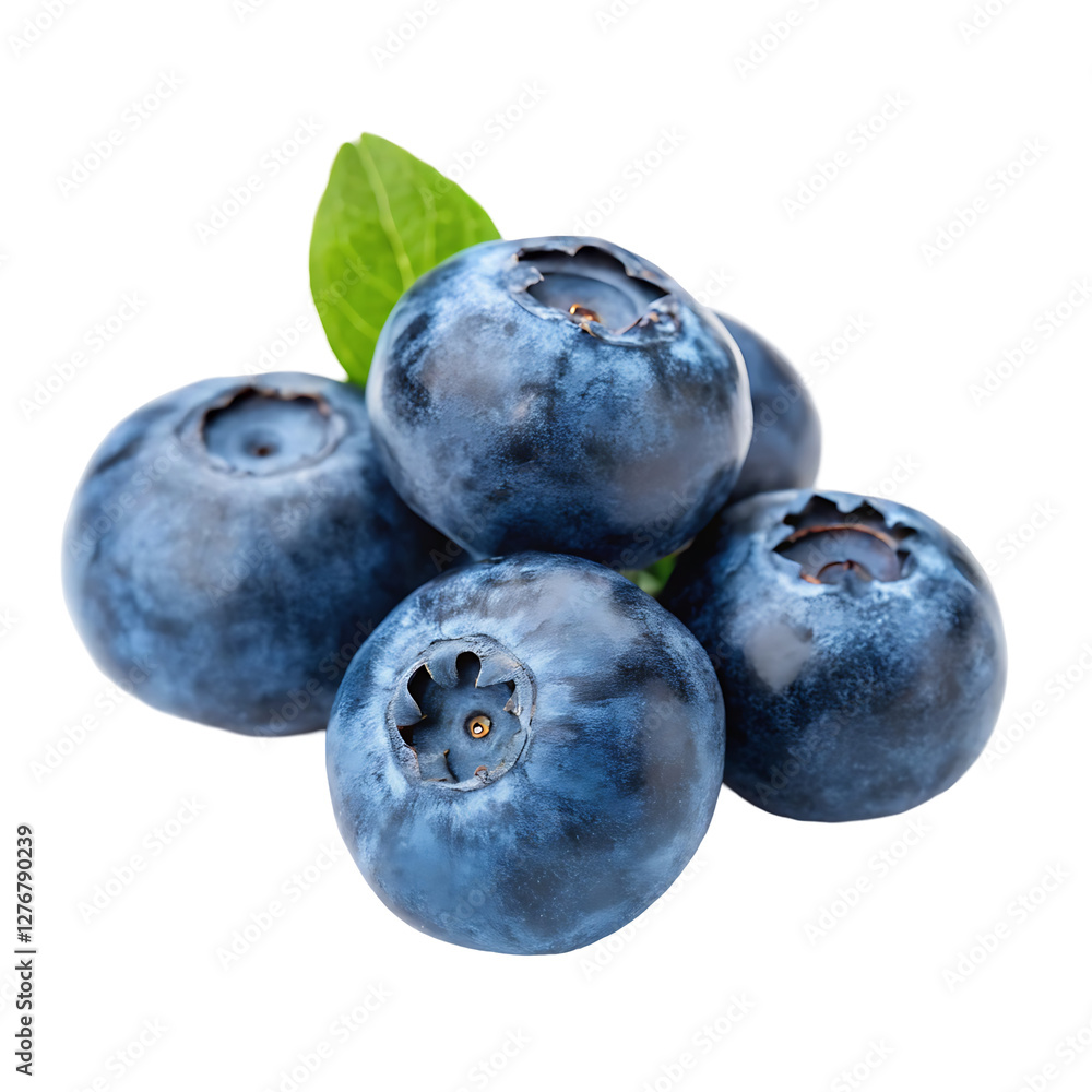 Obraz premium blueberries with leaves isolated on white background