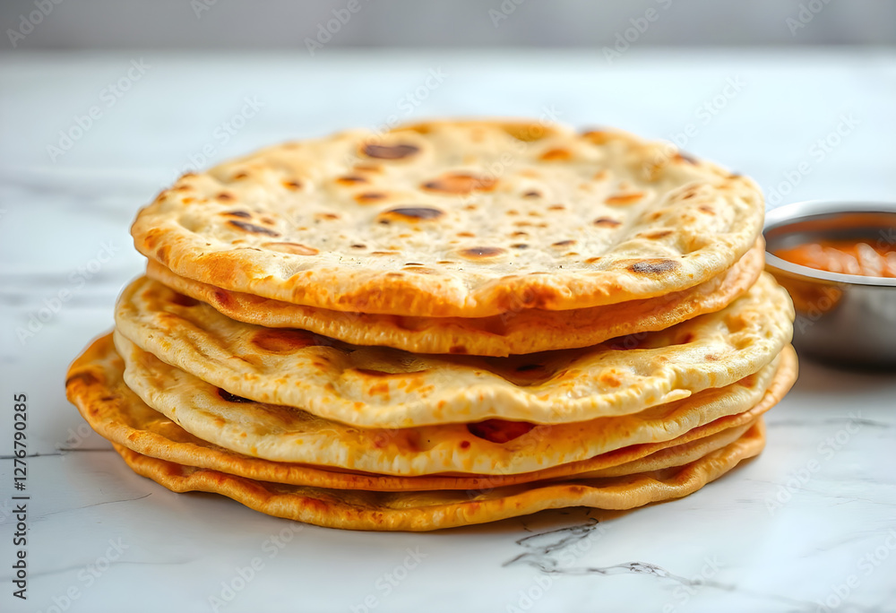 Traditional Tandoori Roti White Background Traditional Tandoori Roti White Background