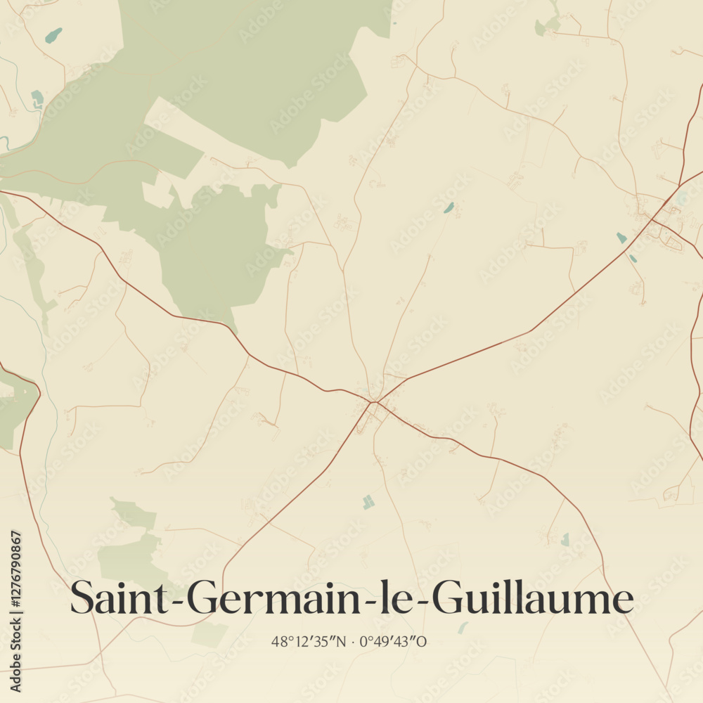 Fototapeta premium Vintage map of Saint-Germain-le-Guillaume, France.
