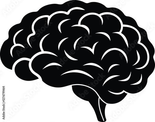 human brain  black silhouette,brain vector illustration